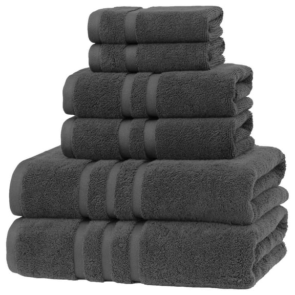 Veteran Textile Towels - 6 Pieces-100% Turkish Cotton - Luxury Towel Set for Bathroom & Kitchen, 2 Bath Towels, 2 Hand Towels & 2 WashCloths ( Valued $79.99 ) (Gray ) )