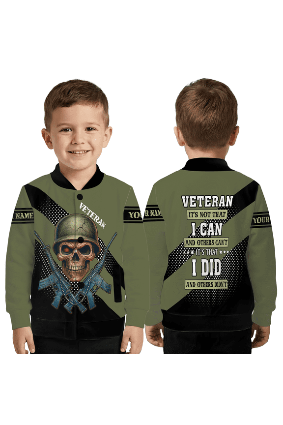 Veteran Tribute Baseball Jacket, Military Skull Baseball Jacket, Military Halloween Theme Baseball Jacket