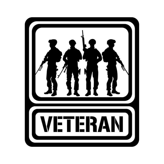 Veteran U.S Veterans Army Hero Silhouette Vinyl Design Wall Art Sticker Designs Vinyl Stickers For Home House Walls Rooms Windows Bedroom Decoration Size (26x26 inch)