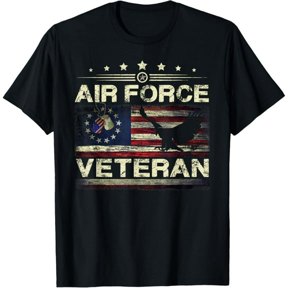 Veteran US Air Force Tshirt - American Betsy Ross Flag T-ShirtMen's and women's gift, black and white T-shirt, size: Extra large S-4XL