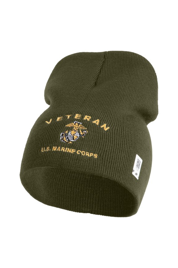 Veteran US Marine Corps Embroidered 8" Beanie - Olive OSFM