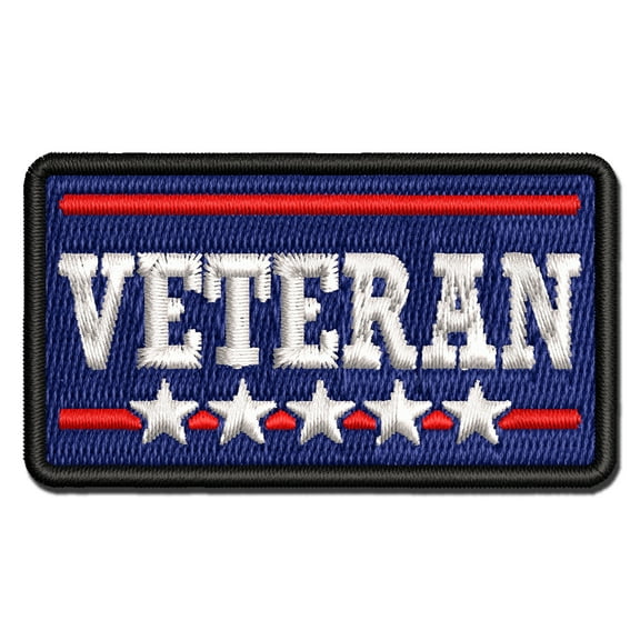 Veteran United States of America Military Stars Applique Multi-Color Embroidered Iron-On Patch - 2.0 Inch Mini