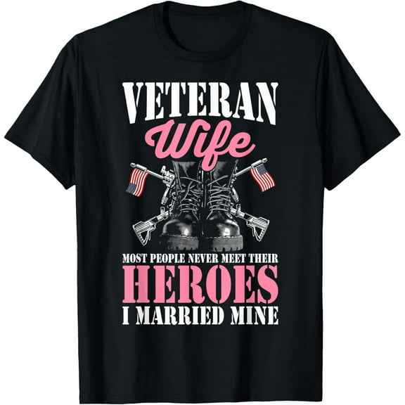 Veteran Wife Married Mine Proud Military Veteran Husband T-Shirt100% cotton