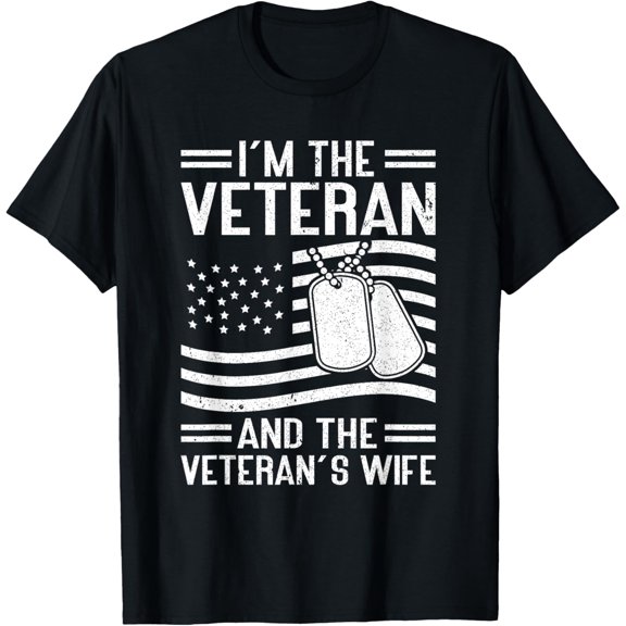 Veteran & Wife Proud American Veteran Wife T-Shirt100% cotton
