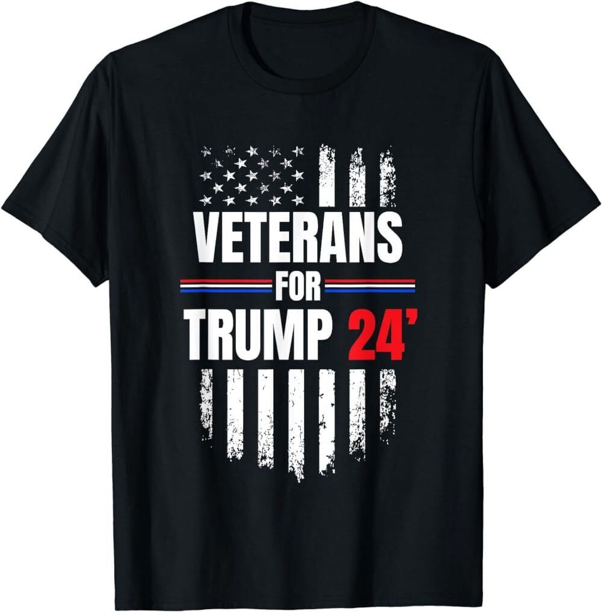 Veteran for Trump 2024 American Flag TShirt, Unisex Tees, S5XL