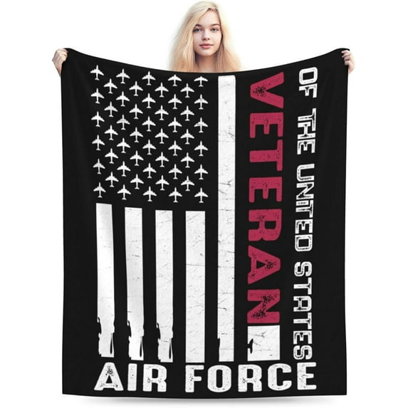 Veteran of The United States Air Force USA Flag Throw Blanket for Couch 40"x30" Cozy Soft Sofa Chair Bed Throw Blankets Flannel Blanket