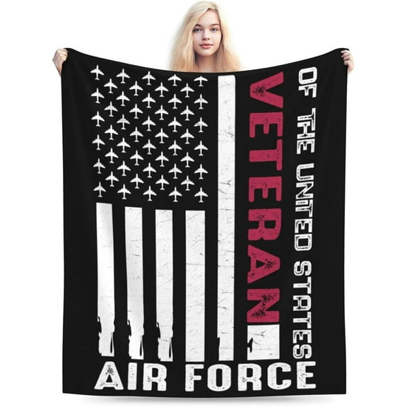 Veteran of The United States Air Force USA Flag Throw Blanket for Couch 40"x30" Cozy Soft Sofa Chair Bed Throw Blankets Flannel Blanket
