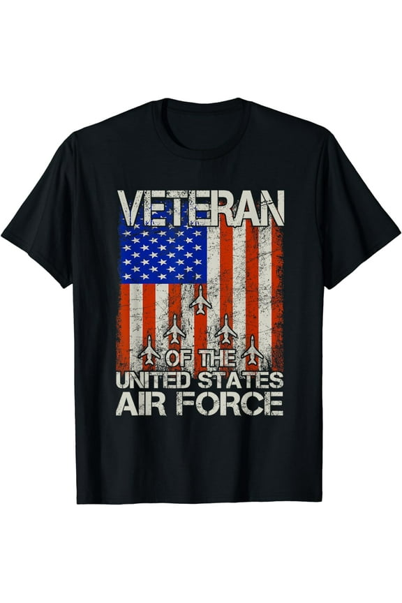 Veteran of the United States Air Force USAF Retro US Flag T-Shirt