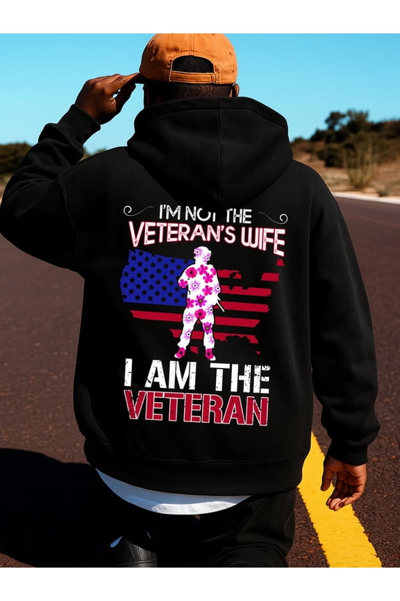 Veteran's Wife hoodies & sweatshirt Veteran mens sweater hoodie black Stylish Autumn/Winter Outerwear graphic aesthetic winter gift comfortable army for dad Basic Unisex hoodie