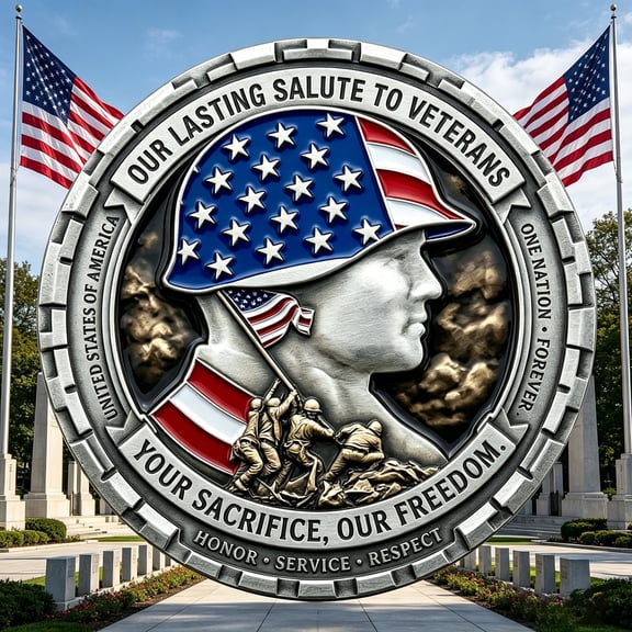 Veterans Coin Military Commemorative Coin Challenge Token for Memorial Day Veterans Day Patriotic Gift Collection Desk Shelf Tribute Keepsake Honor Coin Collector Token Collectible Gift Set Plus Pro