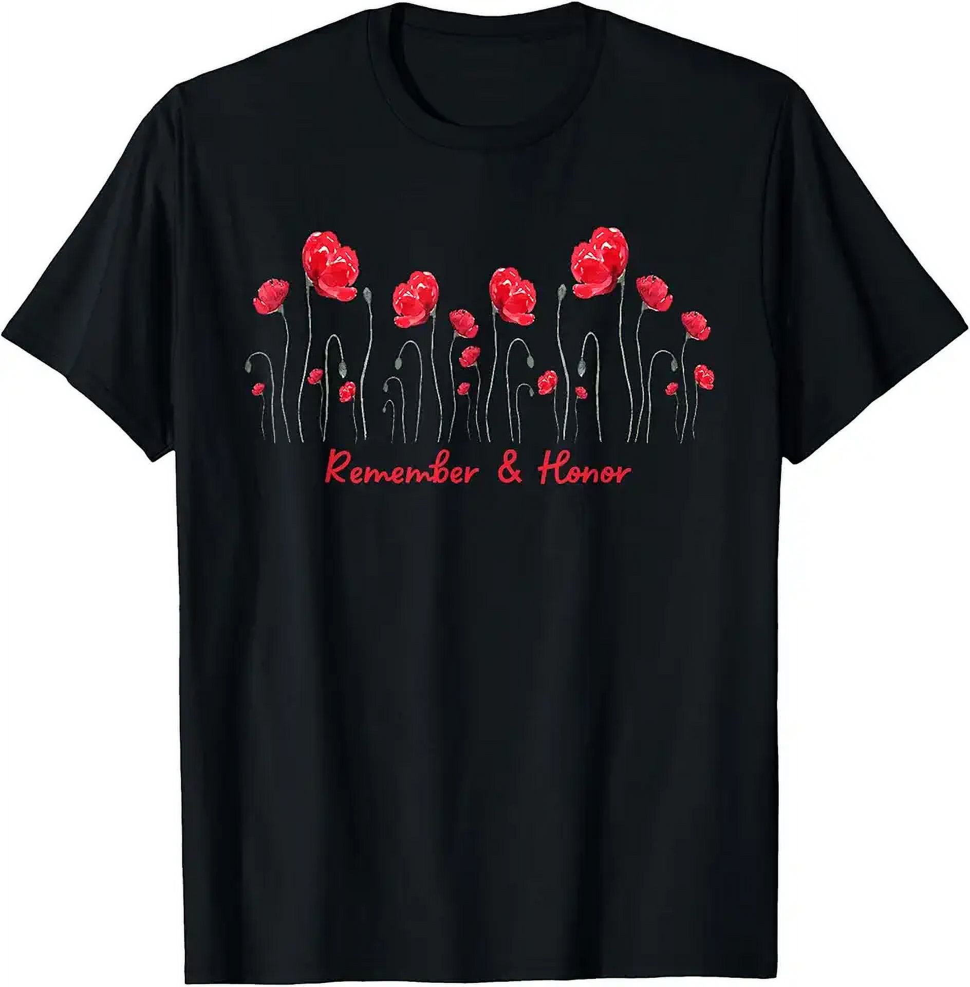 Veterans Day 2024 USA Memorial Day Red Poppy Flower Military TShirt