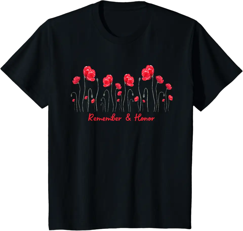 Veterans Day 2024 USA Memorial Day Red Poppy Flower Military TShirt