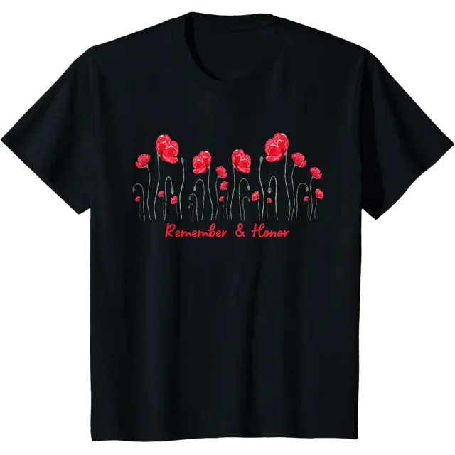 Veterans Day 2024 USA Memorial Day Red Poppy Flower Military TShirt