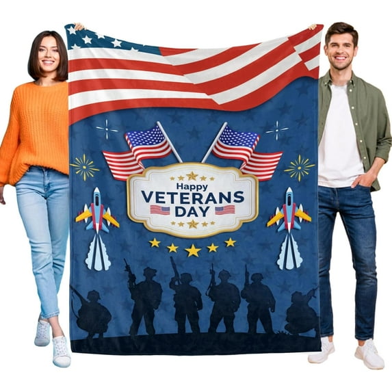Veterans Day 50”x40” Blanket Veteran Soft Comfortable Plush Upholstery Home Sofa Bed Multi Size.