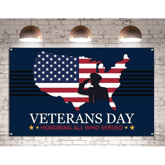 Veterans Day Backdrop Banner Honoring All Who Served American Patriotic Holiday Photography Background Wall Decoration