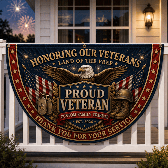 Veterans Day Banner Flag 250 Custom Family Tribute for Proud Veteran Celebration