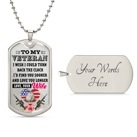 Veterans Day Gift, Military Dog Tag, Dog Tag Necklace Personalized, Veteran Gift, Custom Dog Tags, Military Gift Ideas - Graphic Military Dog Tag Necklace (Optional Personalized Engraving)