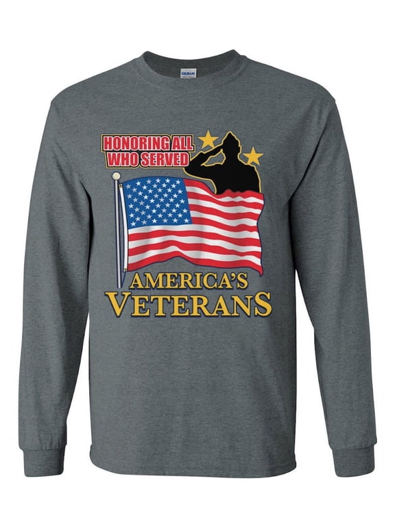 Veterans Day Gifts American Flag T-shirt Long Sleeve Mens