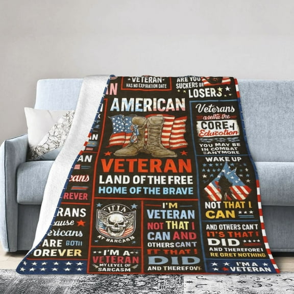 Veterans Day Gifts, Army Gifts For Men Fathers Flannel Blanket for Adults – Cozy Throw for Sofa Bed or Office Use for All Seasons 50x40