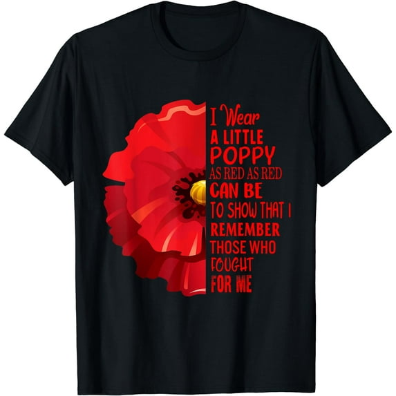 Veterans Day Lest We Forget Red Poppy Flower USA Memorial T-Shirt