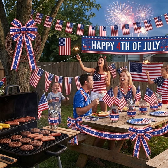 Veterans Day Ribbons for Crafting, 2.5" X 5.5 Yards Patriotic Wired Edge Ribbon American Stripes Stars Burlap Ribbons Memorial Day Decorations Craft Ribbon Bows for Gift Wrapping