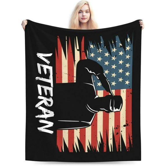 Veterans Day Throw Blanket for Couch Bed Sofa Blankets Super Soft Warm Cozy 50"x40" Flannel Throw Blanket