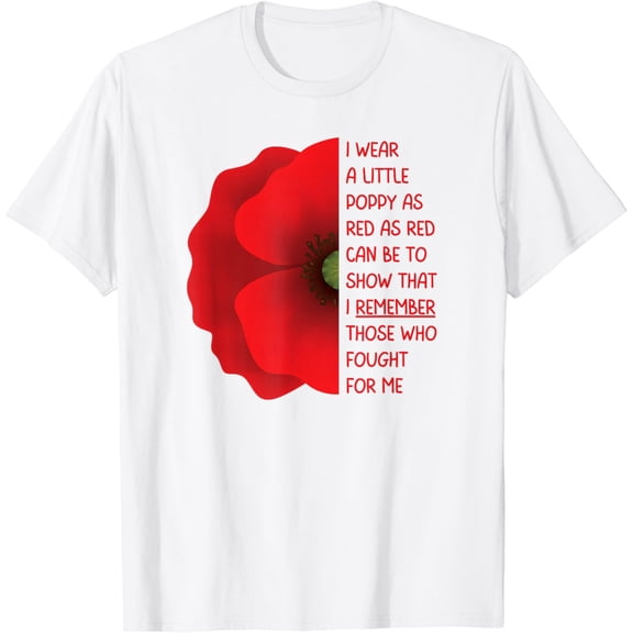 Veterans Day USA Memorial Lest We Forget Red Poppy Flower T-Shirt