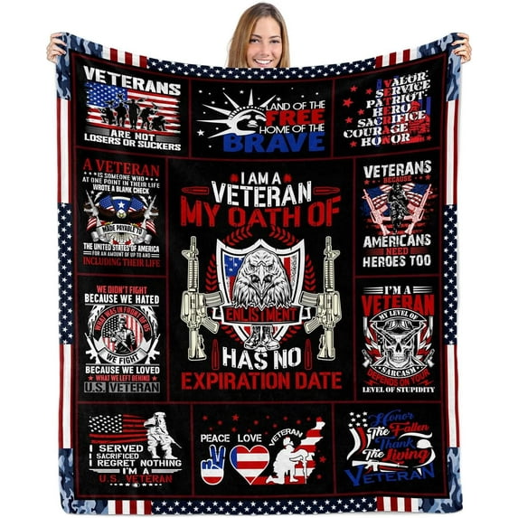 Veterans Gifts, Gifts for Veterans Blanket, Vietnam Veteran Gifts, Veterans Day Gifts for Hard Head Veteran Gifts for Men Fathers Day, Navy Army Air Force Veteran Gifts Throw Blanket 50”x60”