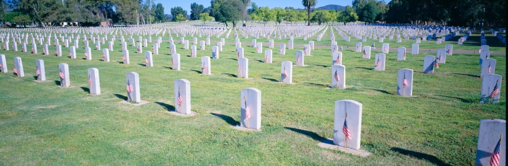 Veterans National Cemetery on Veterans Day Los Angeles California Canvas Art - Panoramic Images (27 x 9)
