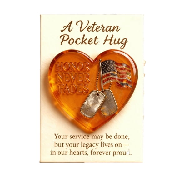 Veterans Pocket Hug Keepsake Card With Paper Material And Inspirational Design For Memorial Gift Giving Appreciation 4.2X2.8X0.2In 0.03Lb