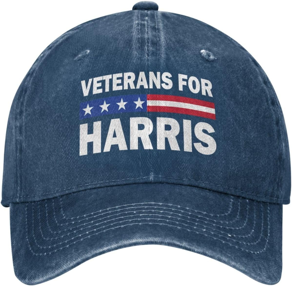 Veterans for Kamala Harris 2024 Election USA Flag Military Hat Low