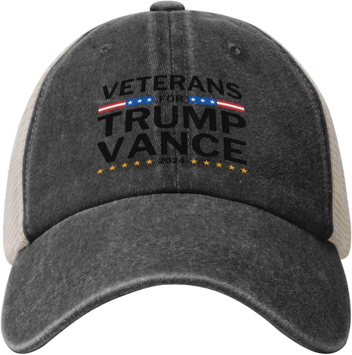 Patriotic Trump 2024 Trucker Cap - Black, Mesh Back, Adjustable Snapback