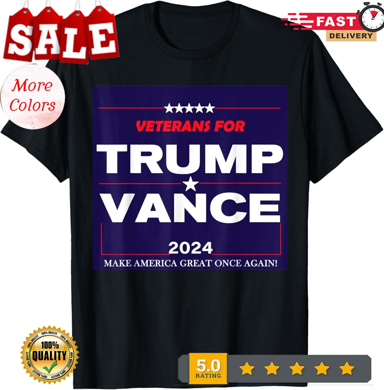Veterans for Trump Vance Make America Great Once Again TShirt