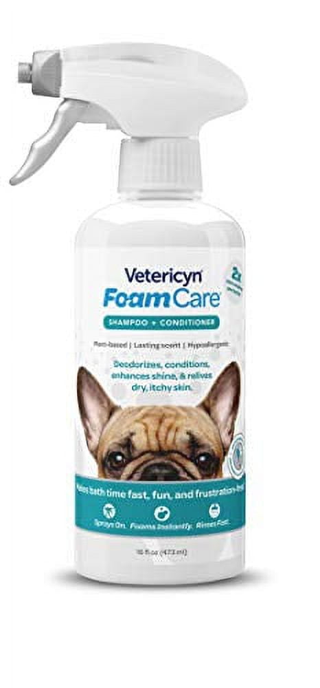 Vetericyn FoamCare Spray-On Dog Shampoo Plus Conditioner, 16 Fluid Ounces