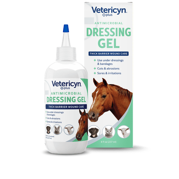 Vetericyn Plus Antimicrobial Wound Dressing Gel for Horses, Dogs, Cats, and All Animals. 8 Fluid Ounces