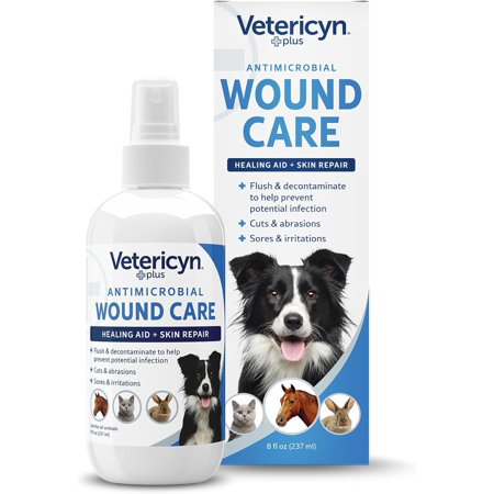 Vetericyn Plus Dog Wound Care Spray | Healing Aid and Skin Repair, Clean Wounds, Relieve Itchy Skin, and Prevent Infection, Safe for All Animals. 8 Ounces
