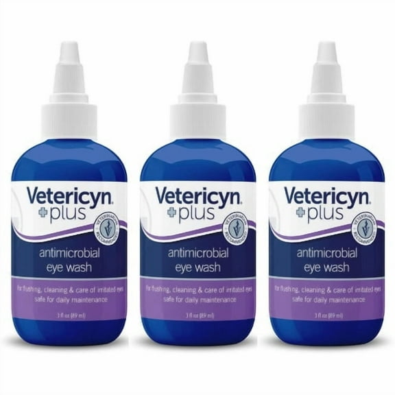 Vetericyn Plus Eye Wash for Dogs & Cats, 3 oz., 3-Pack Cleans & Soothes Eye Irritations