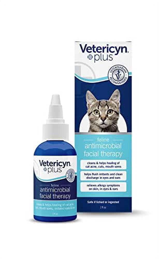 Vetericyn Plus Feline Facial Therapy. to Care for Cat Acne, Cuts, Mouth Sores, and Irritated Eyes and Ears on Cats of All Ages. Non-Toxic and Safe if Ingested. (2 oz)