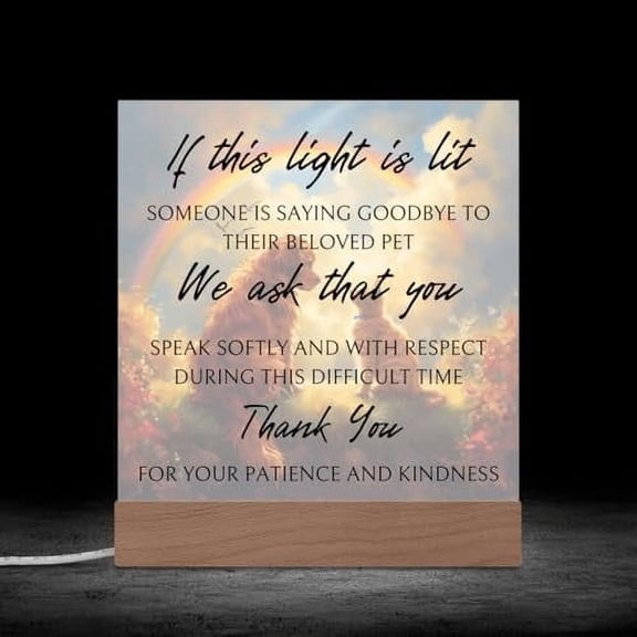 Veterinarian Euthanasia Office Sign, Vet Office Decor With Illuminated Wooden Base