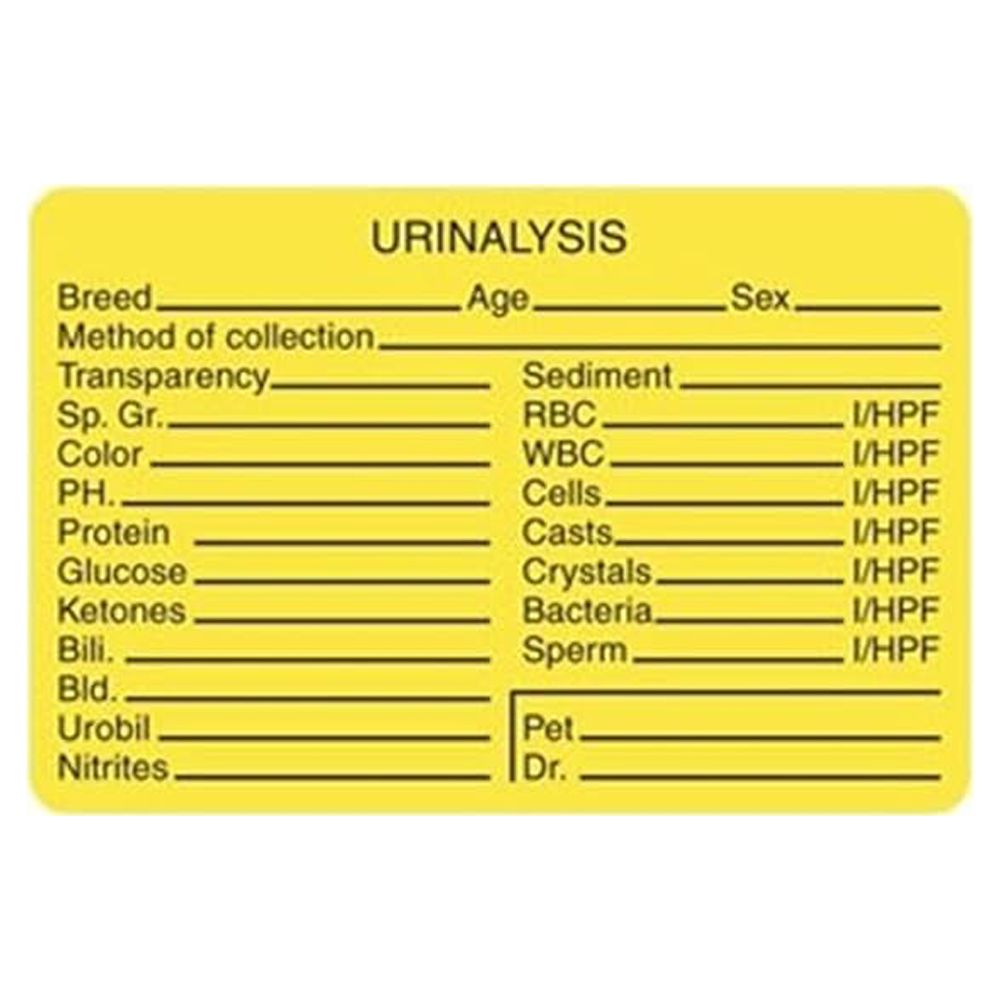 Veterinarian File Folder Chart Labels, Urinalysis Laboratory Vet