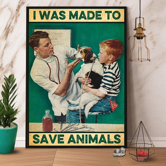 Veterinarian I Was Made To Save Animals Paper Poster No Frame Matte Wall Art Decor 11 x 17 Inch Poster