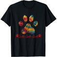thumbnail image 1 of Veterinarian Rainbow Paw Print Heartbeat Vet Tech T-Shirt, 1 of 3