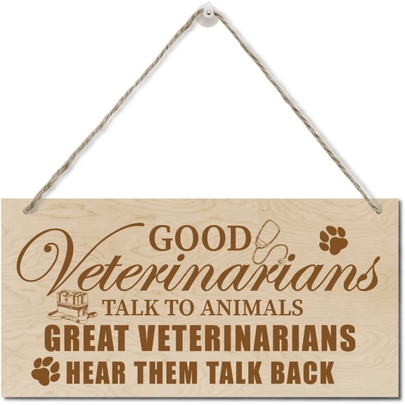 Veterinarians Sign Wood Plaque Sign, Hanging Wood Sign Veterinary Clinic Decor, Veterinary Hospital Decor Wall Art Sign, Veterinarians Decor Wall Art, Gift for Veterinarians Signs 10x5 Inch