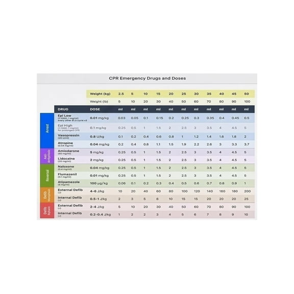 Veterinary Emergency CPR Poster Drug Dosage Chart and Medical Reference Guide for Practicing Veterinarians Clinics and Training