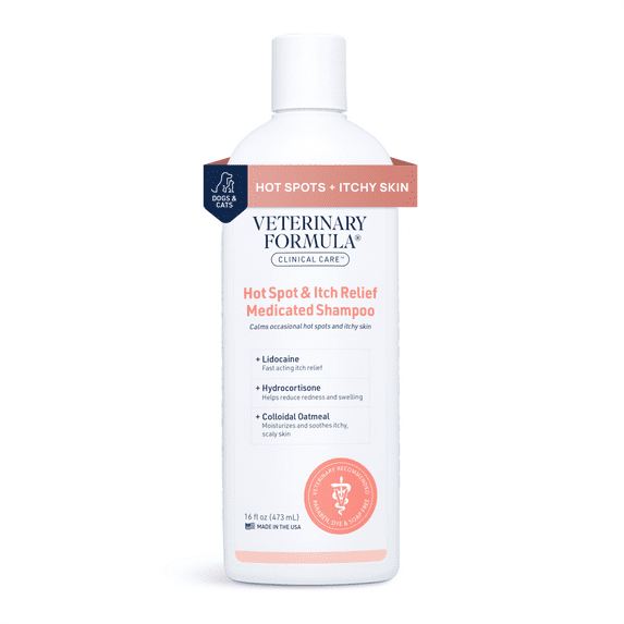 Veterinary Formula Clinical Care Hot Spot and Itch Relief Medicated Shampoo for Dogs and Cats, 16 oz