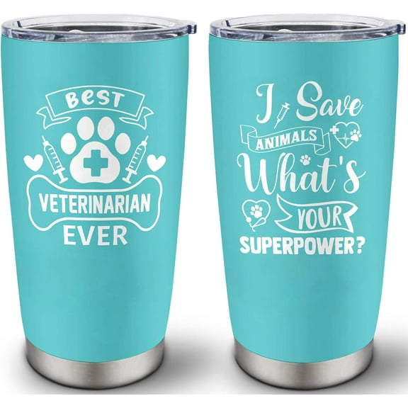 Veterinary Gifts - Veterinarians Gifts for Women - Vet Med Gift - Best Veterinarian Ever Gift - Funny Veterinary Gift Ideas, 20 oz Stainless Steel Tumbler With Lid & Straw