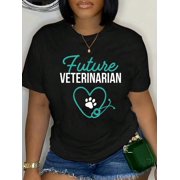 Veterinary Medicine Future Veterinarian VET Students T-Shirt Graphic Tee summer Tops For Women Round Neck Fashion Cotton shirts