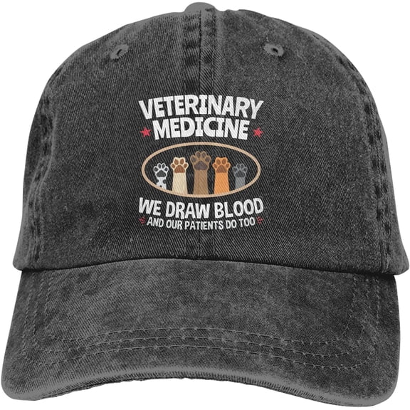 Veterinary Medicine Vet Tech We Draw Blood and Our Patients Do Too Slogan Cowboy Hats Unisex Adjustable Vintage Baseball Caps Black