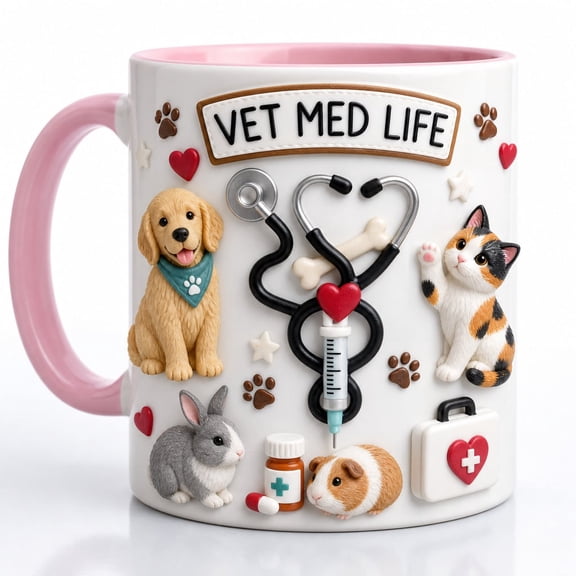Veterinary Mug Vet Med Life Ceramic Coffee Cup for Animal Lovers