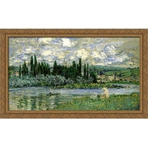 Vetheuil 40x24 Large Gold Ornate Wood Framed Canvas Art by Claude Monet